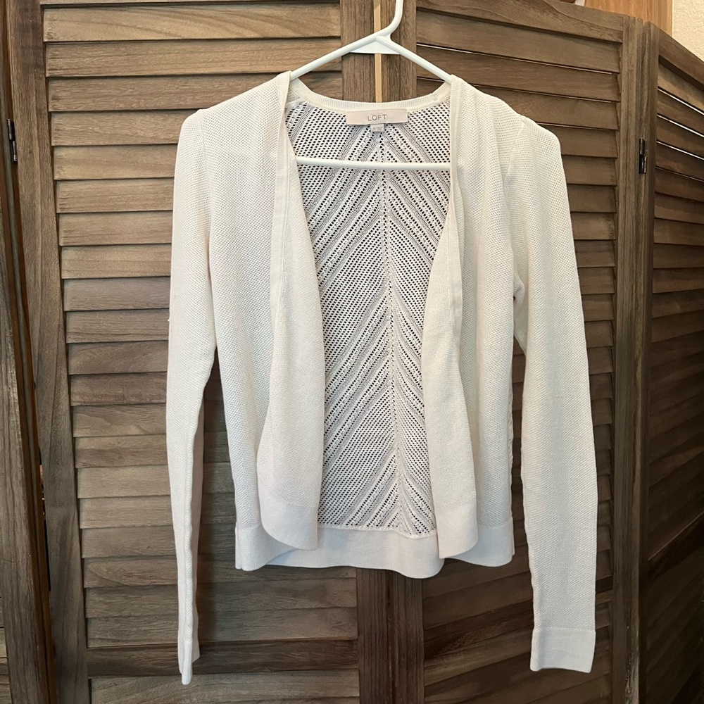 LOFT Women's White Open-Front Sweater. Size XS.